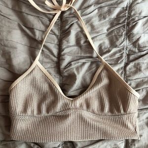 Aerie Pink Sparkly Halter Bralette